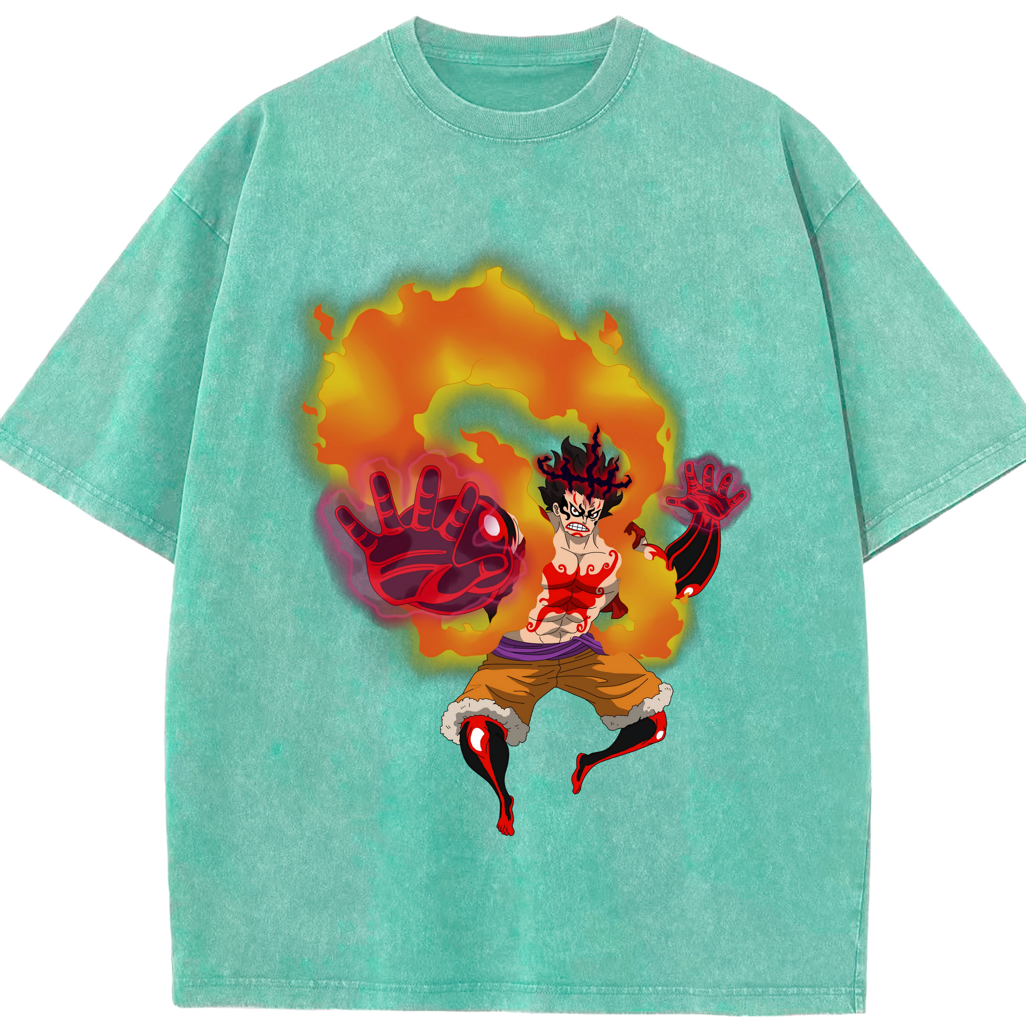 ワンピース モンキー・D・ルフィ ONE PIECE Monkey D. Luffy 綿100% ヴィンテージ風 半袖Tシャツ（フロントプリント）